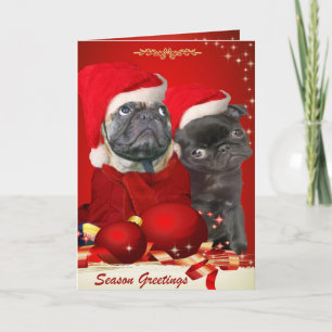 Pug Christmas Pals Greeting Card