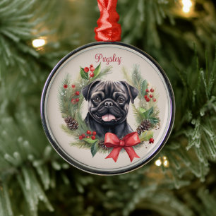 Pug Christmas Pet Memorial Dog Breed Metal Ornament