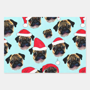 Pug Christmas present wrapping paper