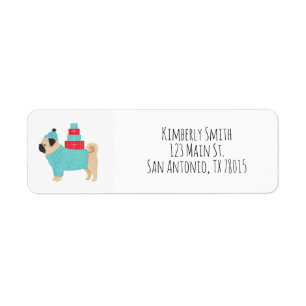 Pug Christmas Return Address 