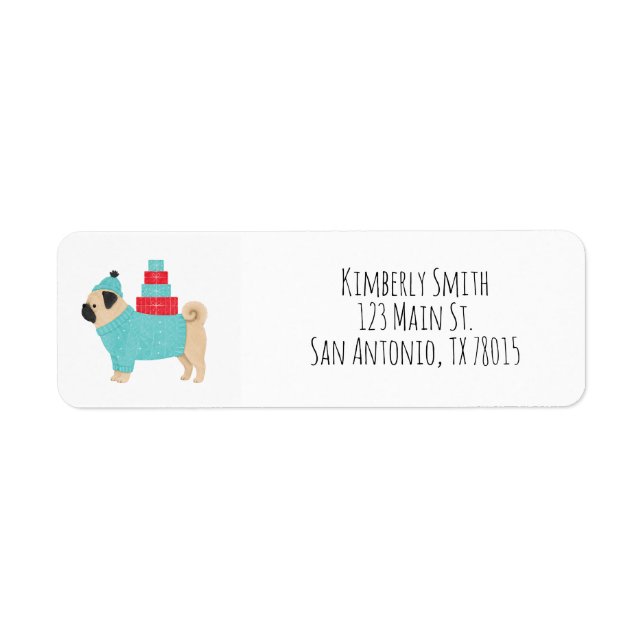 Pug Christmas Return Address  (Front)
