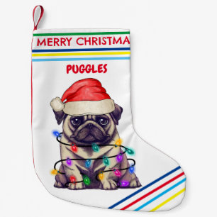 PUG Christmas Stocking with name.