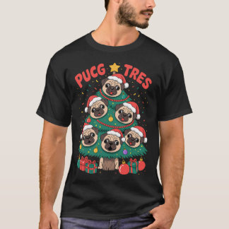 Pug Christmas Tree Dog Santa Merry Pugmas Xmas T-Shirt
