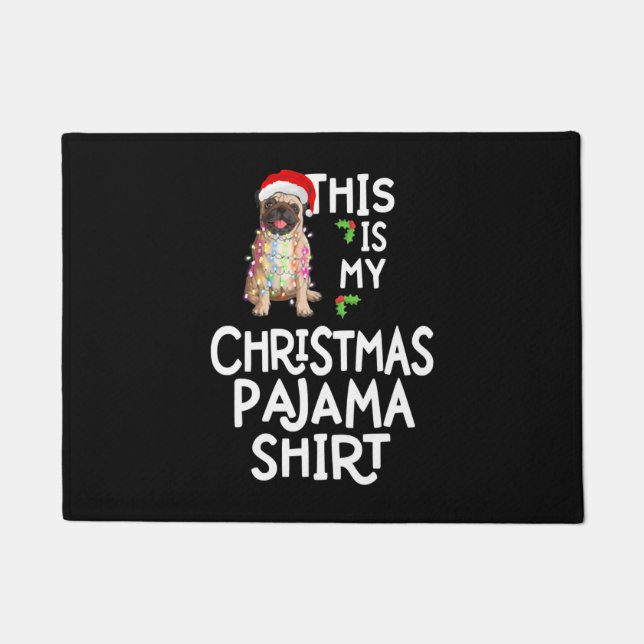 Pug Christmas Tree Light Santa Dog Xmas Pugmas Doormat (Front)