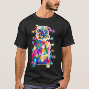 Pug Christmas Tree Lights Dog Mom Dad Xmas Pug  T-Shirt