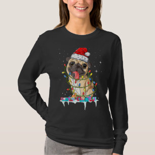 Pug Christmas Tree Lights Santa Dog Xmas Boys Pug T-Shirt
