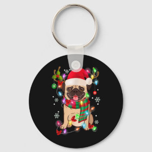Pug Christmas Tree Lights Santa Dog Xmas Boys Pugm Keychain