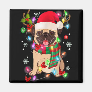 Pug Christmas Tree Lights Santa Dog Xmas Boys Pugm Magnet