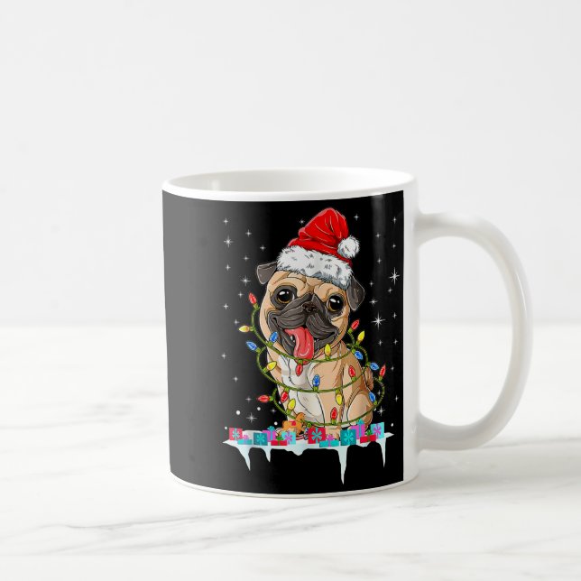 Pug Christmas Tree Lights Santa Dog Xmas  Coffee Mug (Right)