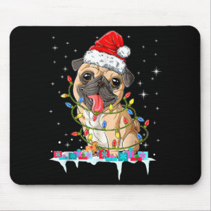 Pug Christmas Tree Lights Santa Dog Xmas  Mouse Pad