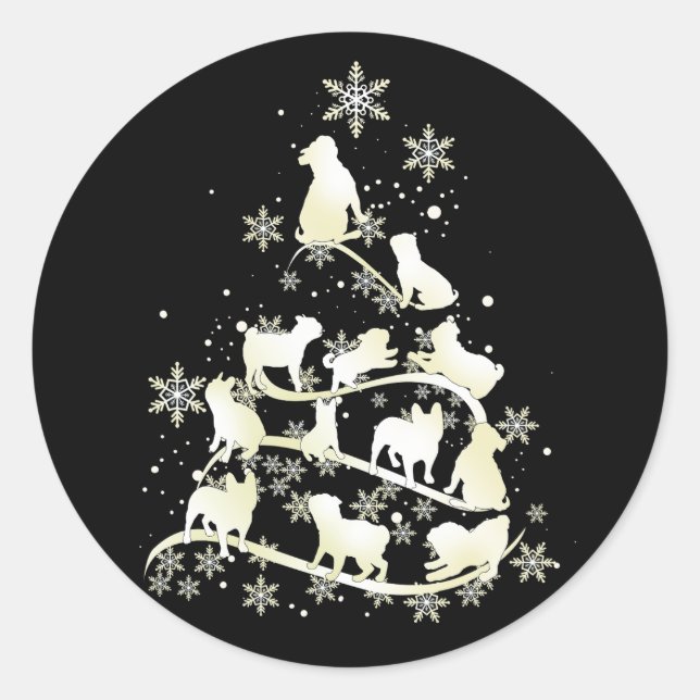 Pug Christmas Tree Pug Lover Xmas Best Gift 2022 Classic Round Sticker (Front)