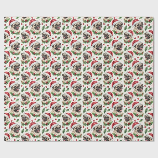 Pug Christmas Wrapping Paper (Flat)