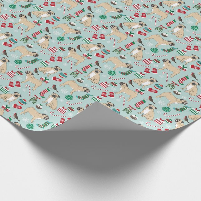 Pug christmas wrapping paper (Corner)