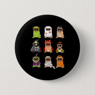 Pug Collection Happy Pugoween Halloween Spooky Cos 2 Inch Round Button