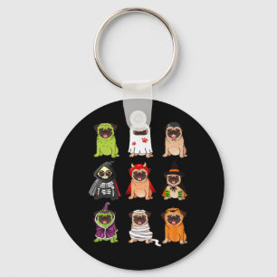 Pug Collection Happy Pugoween Halloween Spooky Cos Keychain