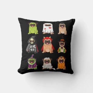 Pug Collection Happy Pugoween Halloween Spooky Cos Throw Pillow