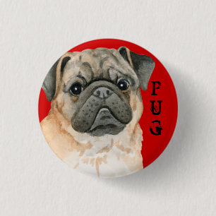 Pug Colour Block 1 Inch Round Button