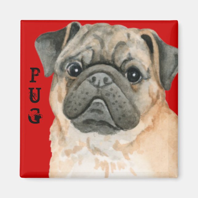 Pug Colour Block Magnet (Front)