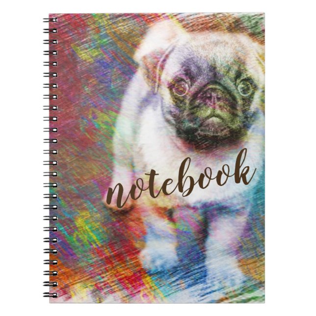 Pug Colourful Sketch Notebook (Front)