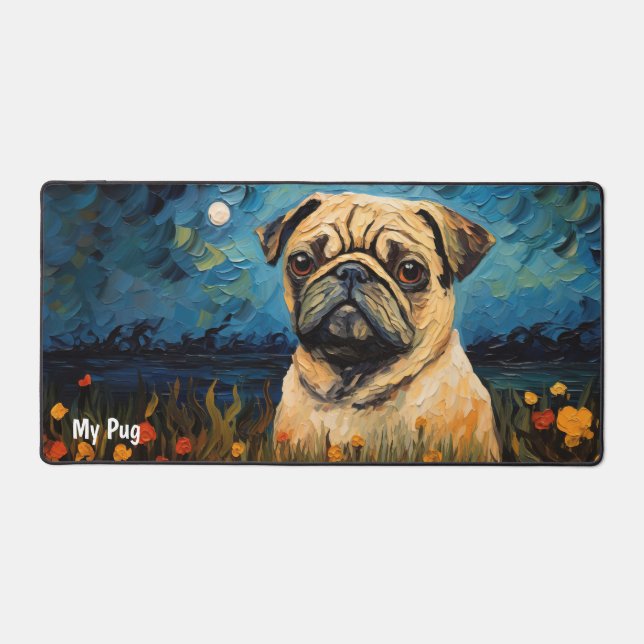 Pug Computer Mouse and keyboard Desk Mat (Front)