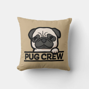 PUG CREW – Funny & Cute Pug Lover Gift Throw Pillow