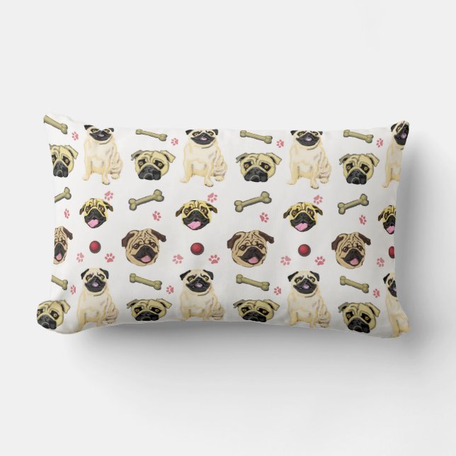Pug Cushion White (Front)