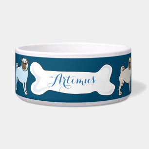 PUG Customizable Name Dogfood Pet Bowl