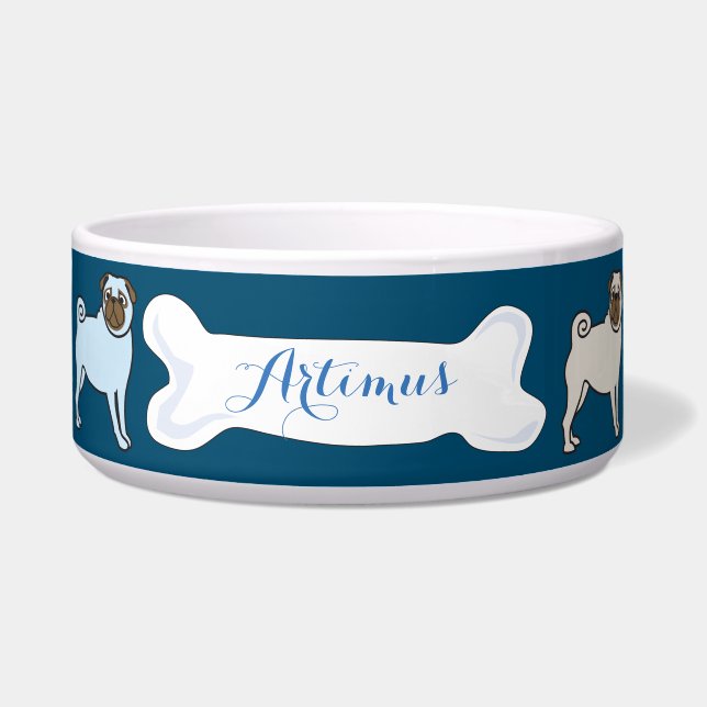 PUG Customizable Name Dogfood Pet Bowl (Front)