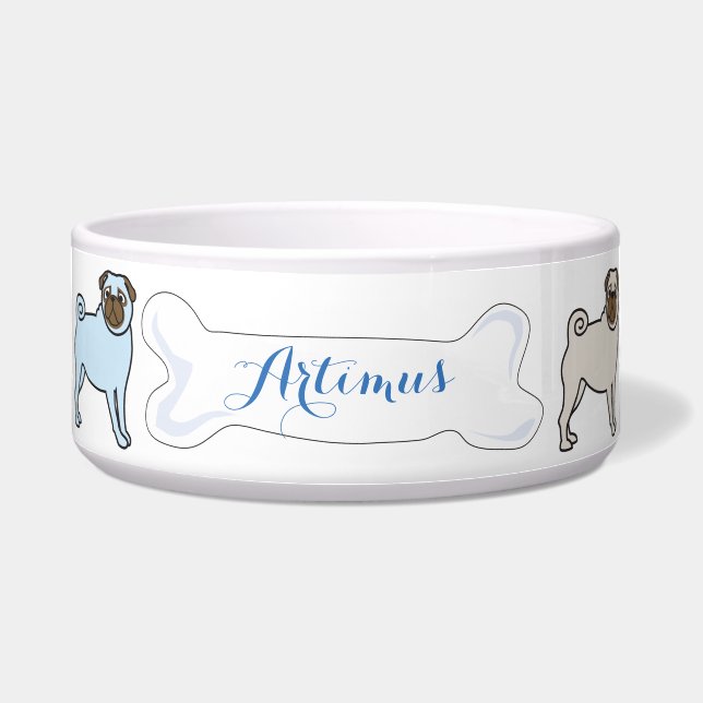PUG Customizable Name Dogfood Pet Bowl (Front)