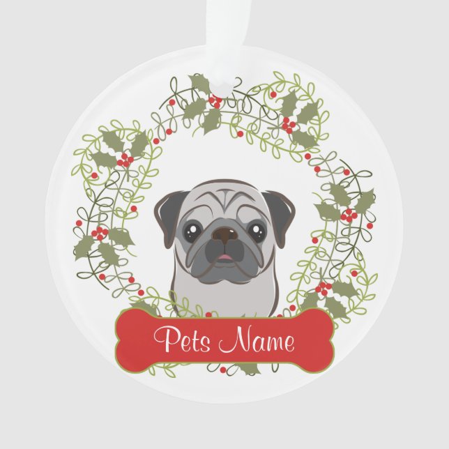 Pug Customizable Ornament (Front)