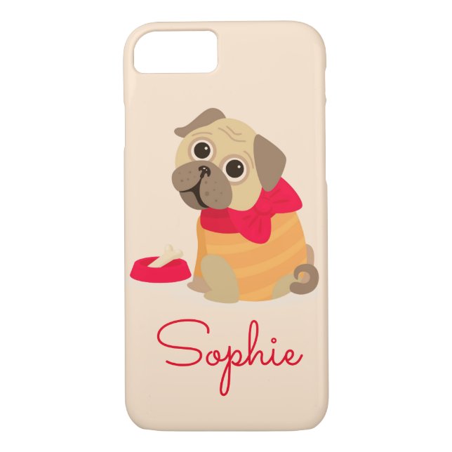 Pug cute dog personalised name Case-Mate iPhone case (Back)