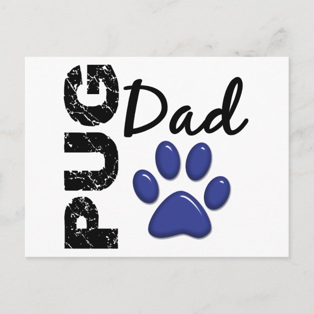 Pug Dad 2 Postcard (Front)