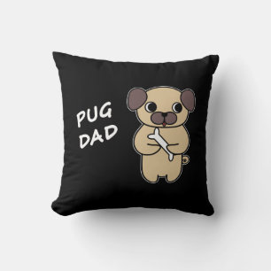PUG DAD - Black Throw Pillow