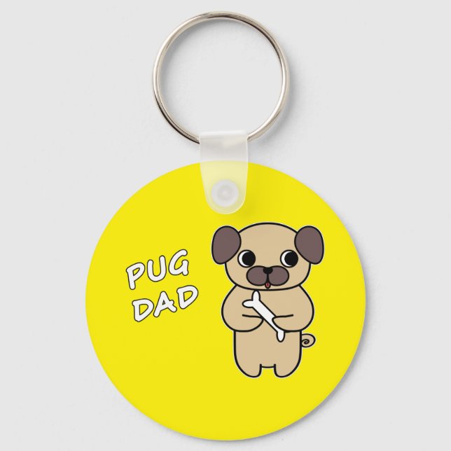 PUG DAD - Bright Yellow Keychain (Front)