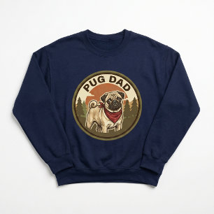 Pug Dad Crewneck Pug Dog Dad Gift Vintage Badge Sweatshirt