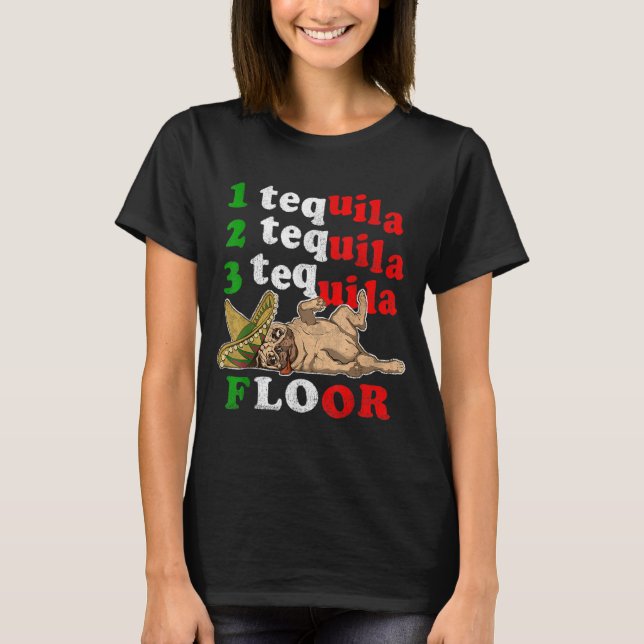 Pug Dad Funny Father's Day Gift 1 2 3 Tequila Floo T-Shirt (Front)