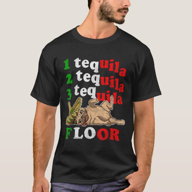Pug Dad Funny Father's Day Gift 1 2 3 Tequila Floo T-Shirt (Front)