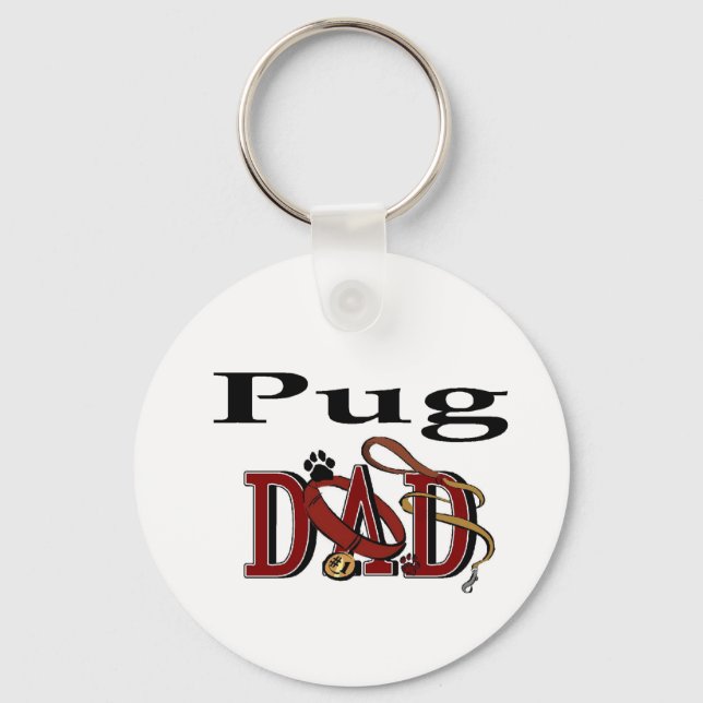 Pug Dad Gifts Keychain (Front)