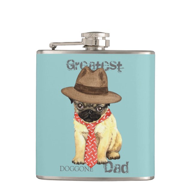 Pug Dad Hip Flask (Front)