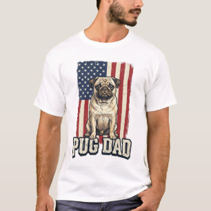 Pug Dad Patriotic Vintage Engraving Dog Shirt Desi
