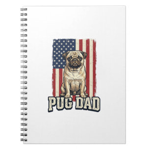 Pug Dad Patriotic Vintage Engraving Dog Shirt Desi Notebook