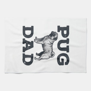 Pug Dad Vintage Engraving Dog Lover Shirt Design_1 Kitchen Towel