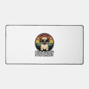 Pug Daddy Vintage Sunset Dog Vector Shirt Design_1 Desk Mat