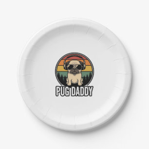 Pug Daddy Vintage Sunset Dog Vector Shirt Design_1 Paper Plate