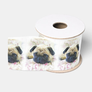 Pug dog 3" Grosgrain Ribbon