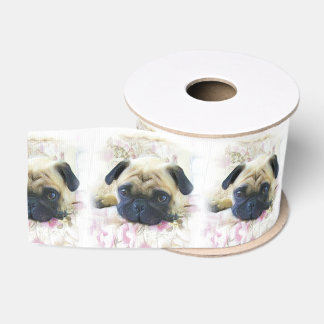 Pug dog 3" Grosgrain Ribbon