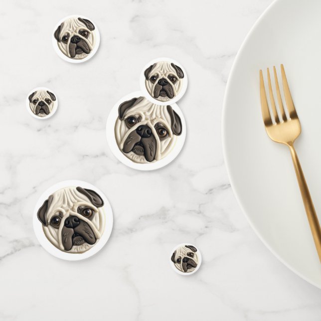 Pug Dog 3D Inspired  Confetti (Group)