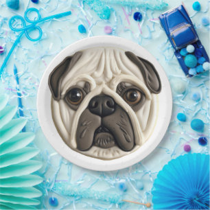 Pug Dog 3D Inspired Paper Plate