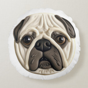Pug Dog 3D Inspired  Round Pillow