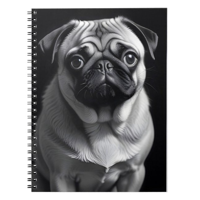 Pug Dog Adorable Cute Pet Portrait Poster Art Notebook (Front)